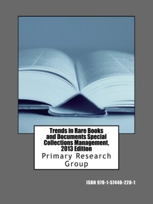 cover image of Trends in Rare Books and Documents Special Collections Management